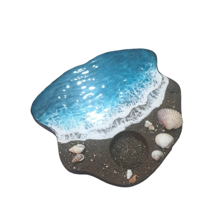 جاشمعی رزینی چوبی طرح ساحل و دریای مواج