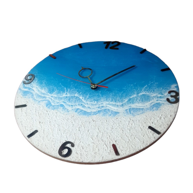 ساعت رزینی دیواری دریایی با ساحل سفید