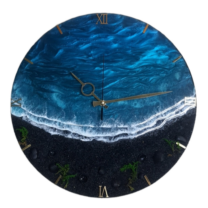 ساعت دیواری رزینی طرح دریا و ساحل