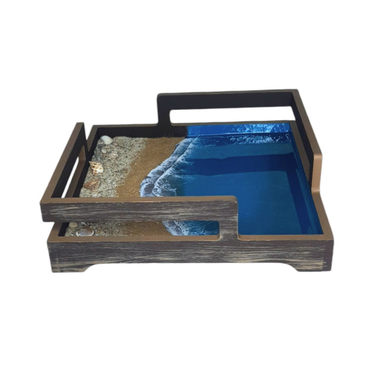 سینی دستساز پتینه شده رزینی دریایی