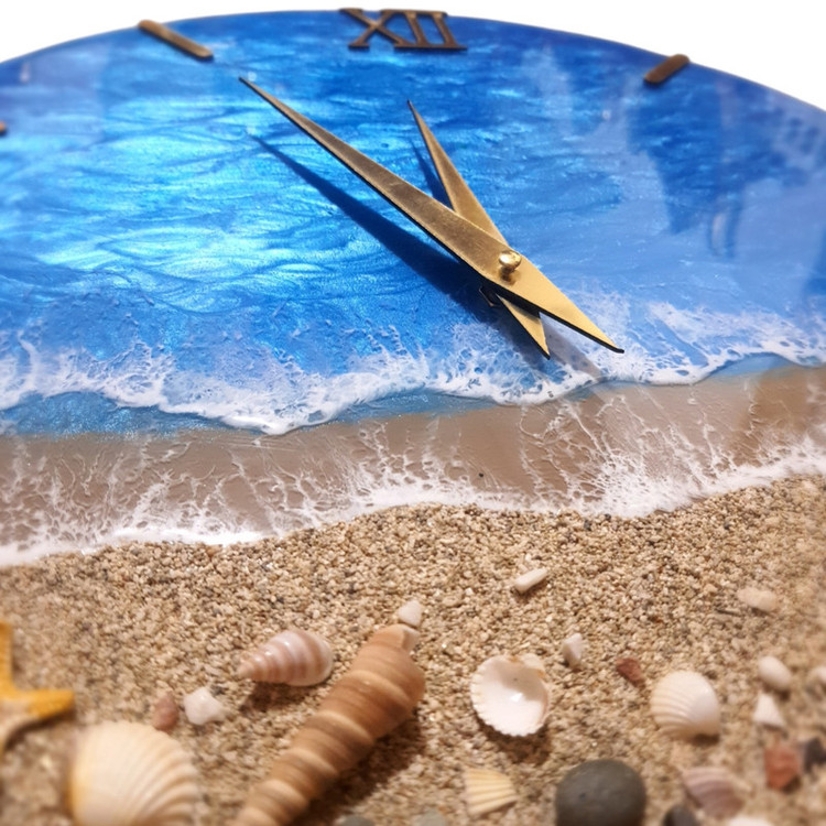 ساعت دیواری دکوراتیو رزینی با صدف طبیعی