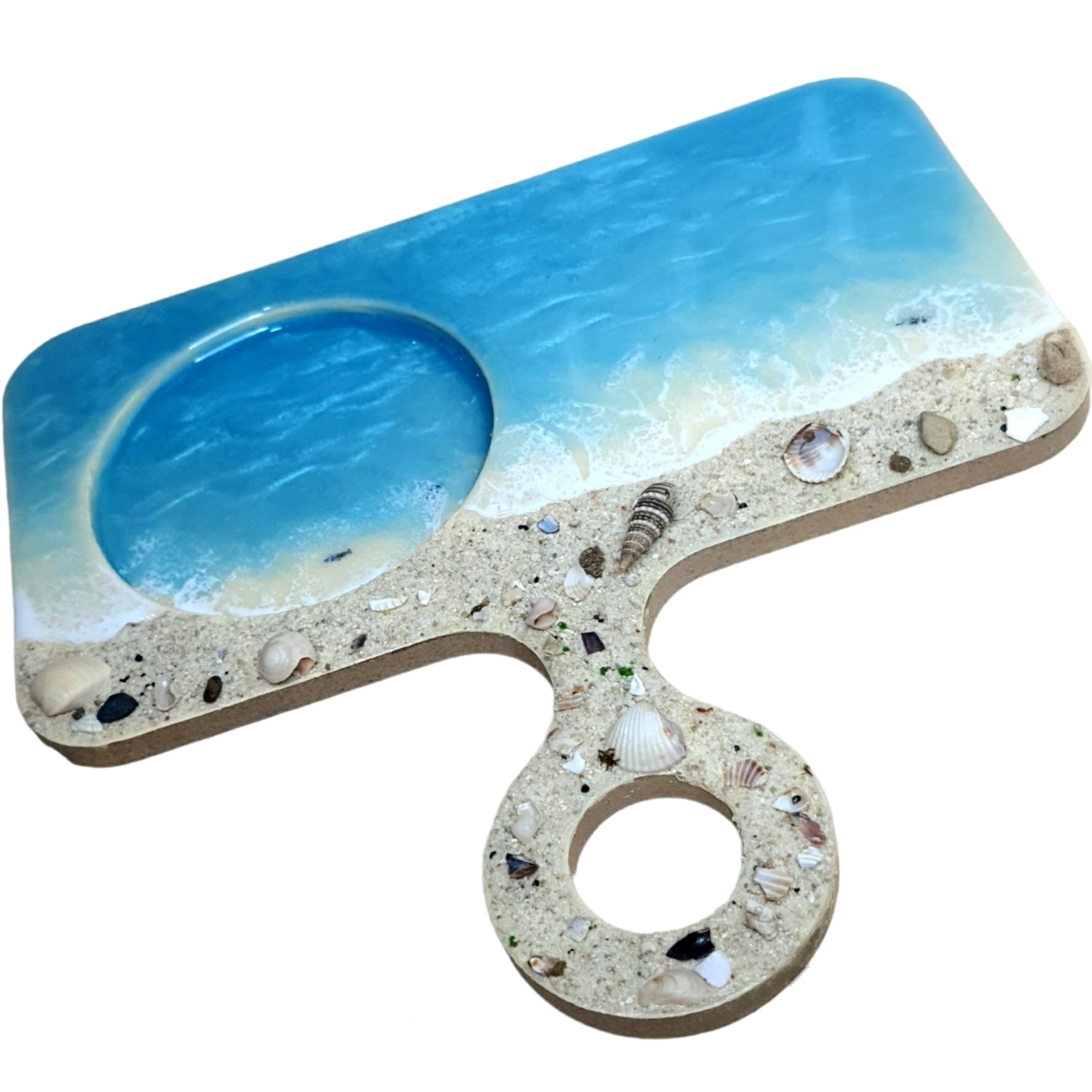 زیرلیوانی چوبی رزینی طرح دریا و ساحل