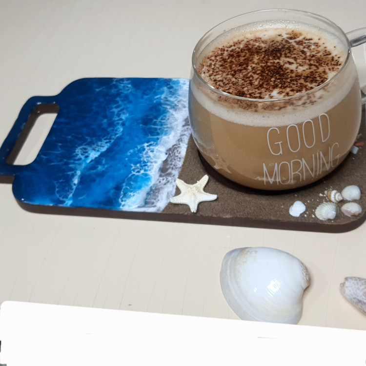 زیرماگی چوبی رزینی طرح دریا و ساحل