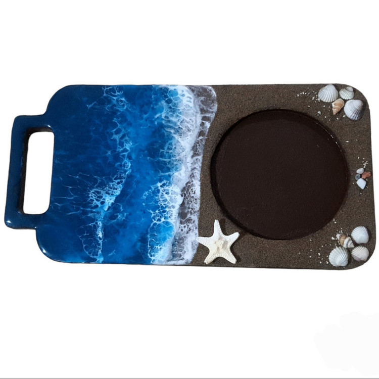 زیرلیوانی چوبی رزینی طرح دریا و ساحل