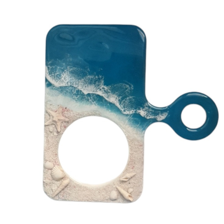 زیرلیوانی چوبی رزینی طرح دریا و ساحل سفید