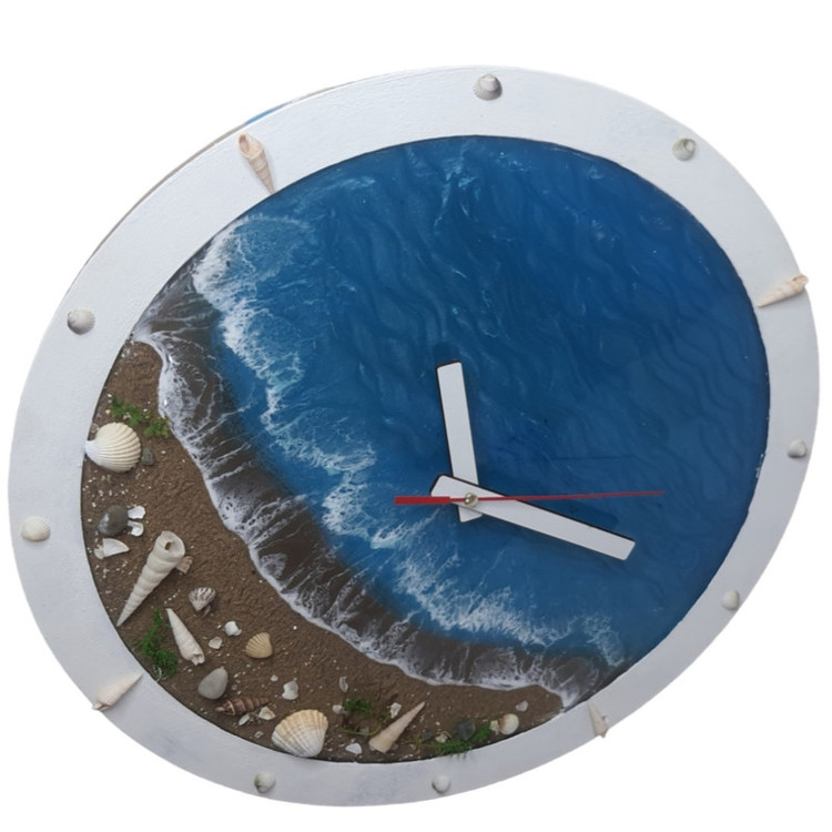 ساعت رزینی دیواری دستساز دریایی