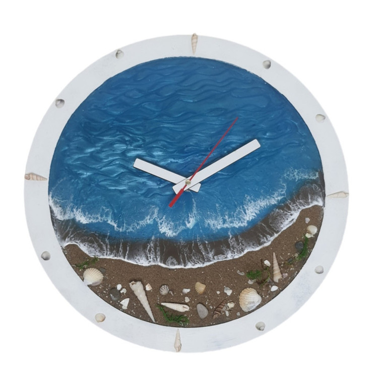 ساعت دیواری رزینی قابدار رزینی دریایی ساحلی