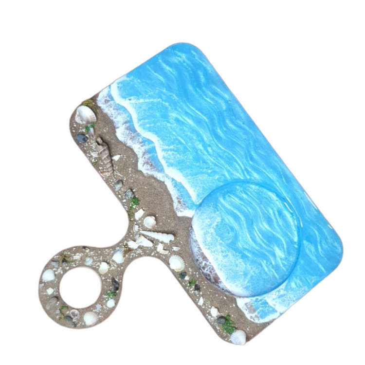 زیرلیوانی چوبی رزینی طرح دریا و ساحل