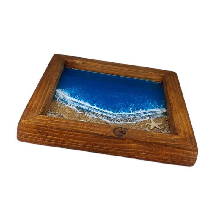 تابلو قابدار چوبی رزینی مدل دریا و ساحل
