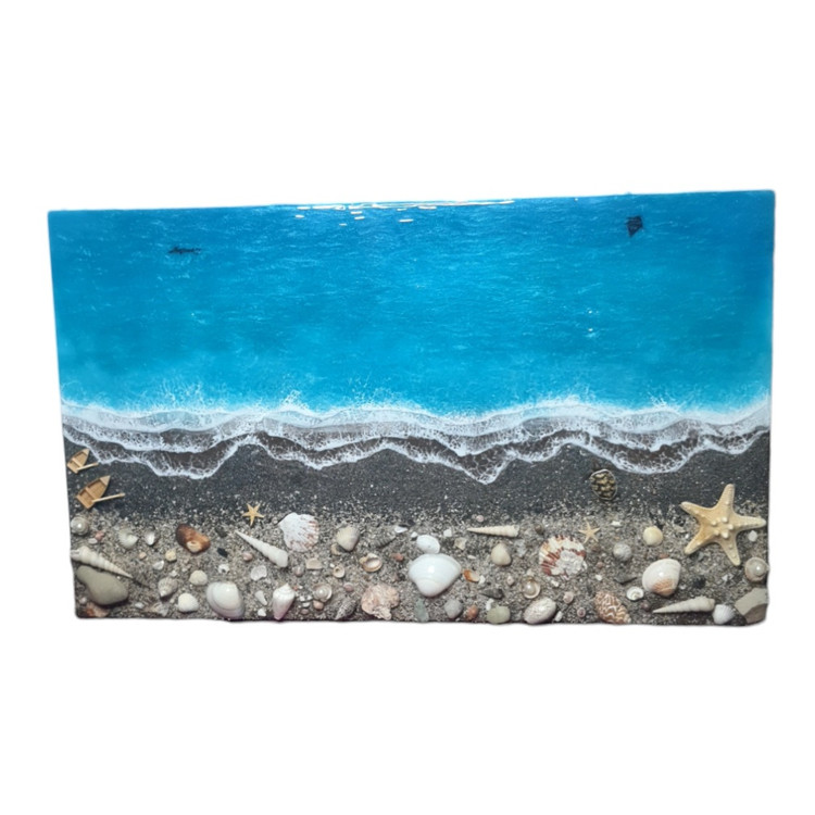 تابلو چوب و رزین طرح دریا و ساحل