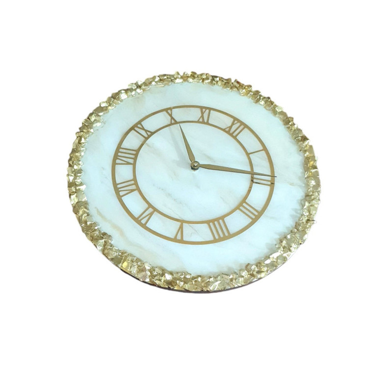 خرید ساعت دیواری رزینی سفید طلایی