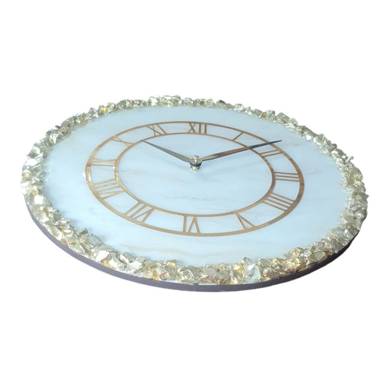 ساعت دیواری رزینی کریستالی طرح مرمر
