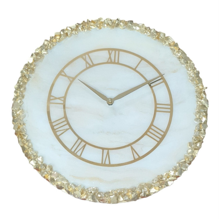 خرید ساعت دیواری رزینی کریستالی طرح مرمر