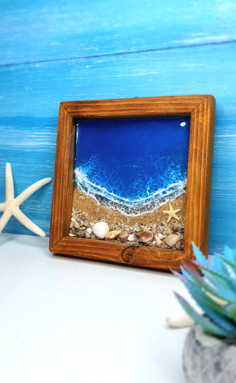 تابلو چوبی ساحل و صدف طبیعی