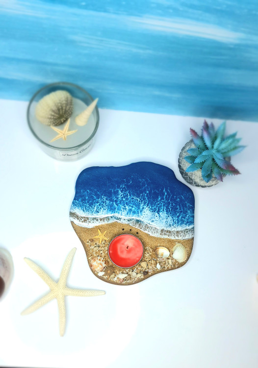 خرید جاشمعی رزینی مدل دریا و ساحل طبیعی