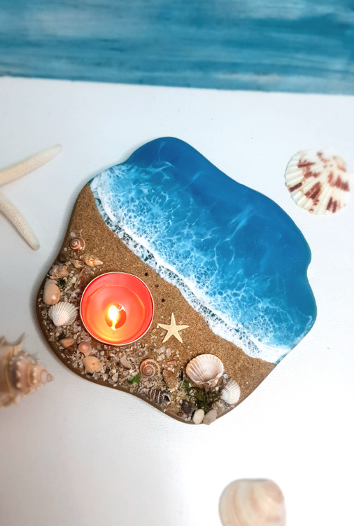 جاشمعی چوبی رزینی طرح دریا و ساحل