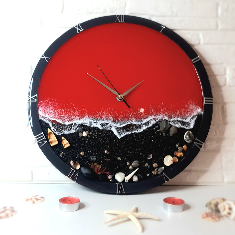 ساعت دیواری رزینی مدل دریای قرمز چابهار