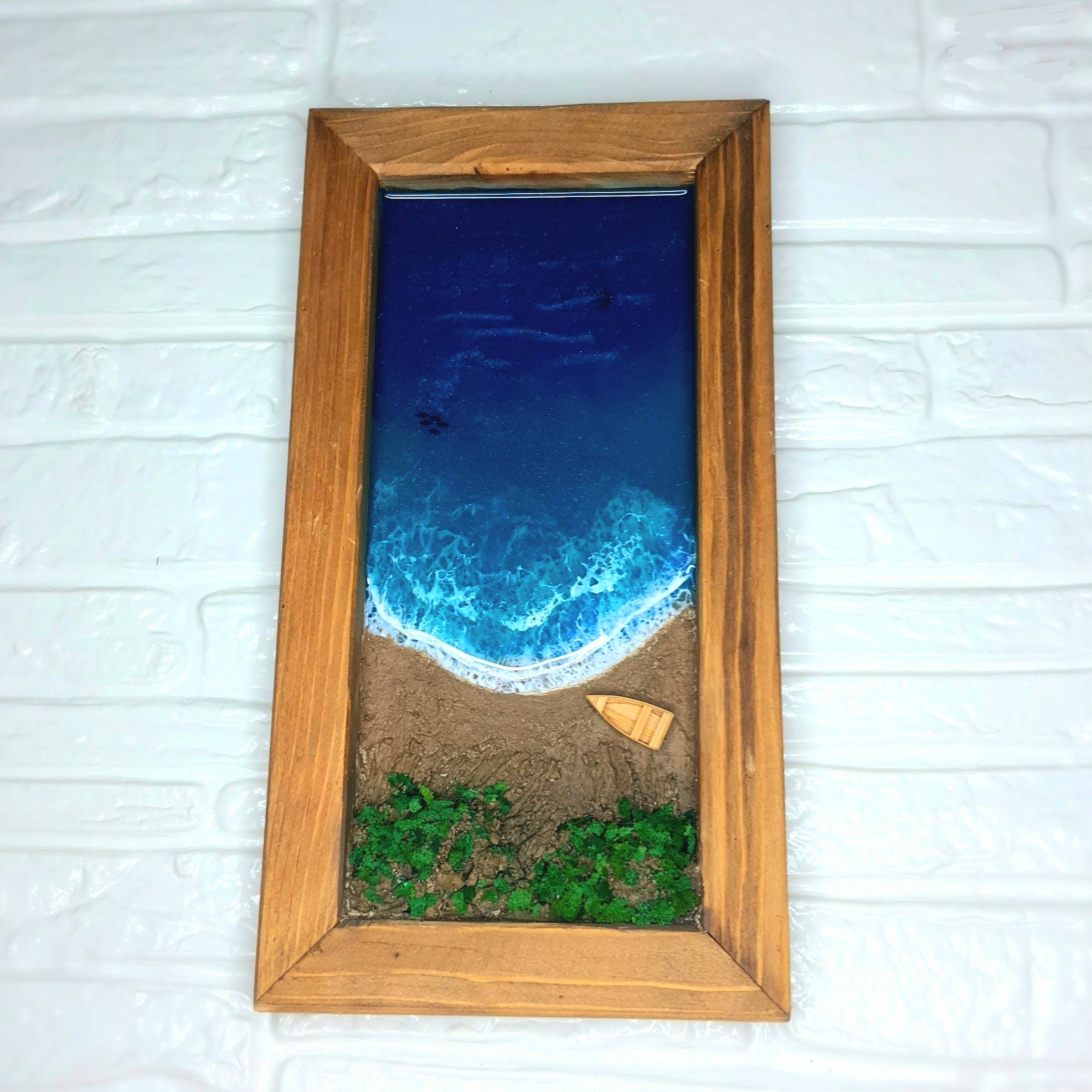 تابلو چوب و رزین طرح دریا و ساحل