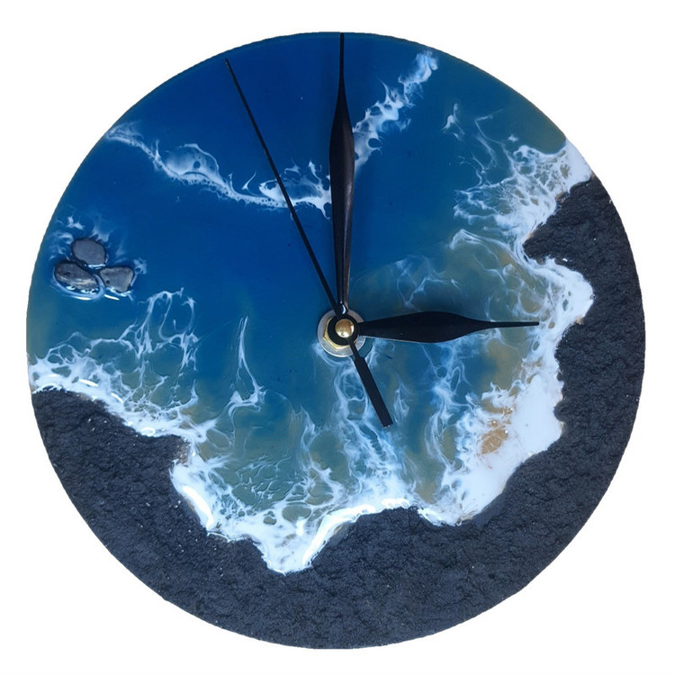 خرید ساعت دیواری رزینی دستساز مدل دریا مناسب دکور منزل